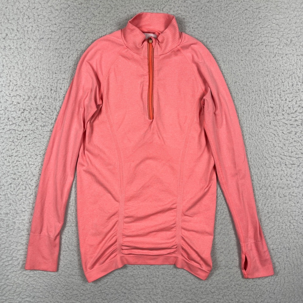 Athleta Quarter Zip Womens S Pink Momentum Seamless Thumbhole Running Athletic